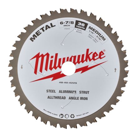Milwaukee körfűrészlap fém anyagokhoz 60 fogú 174x20mm
