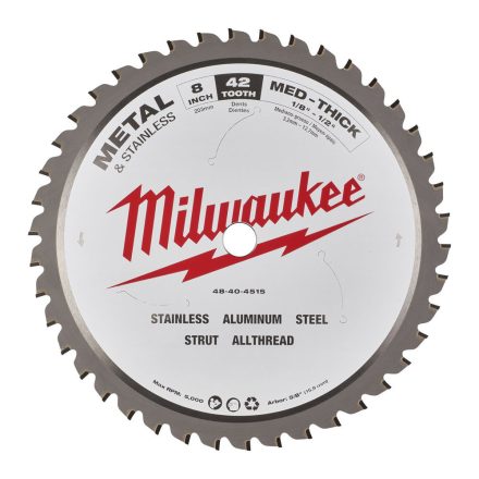 Milwaukee körfűrészlap fém anyagokhoz 42 fogú 203x5/8"