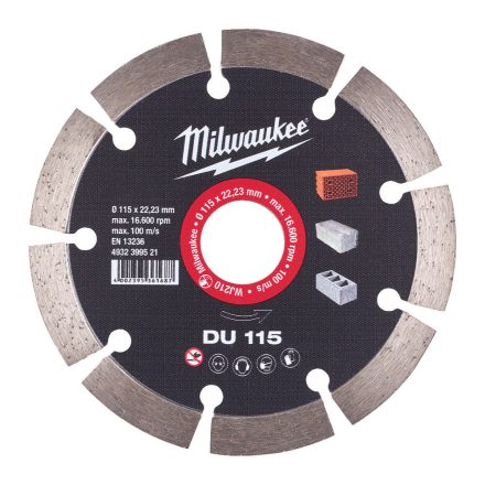 Milwaukee DU 115 gyémánt vágótárcsa 115x22,23mm