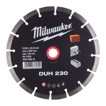 Milwaukee DUH 230 gyémánt vágótárcsa 230x22,23mm