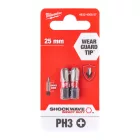 Milwaukee SHOCKWAVE Phillips csavarozó bit PH3x25mm 2db