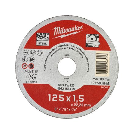 Milwaukee SCS 41 / 125 vékony fémvágó tárcsa 125x22,2mm