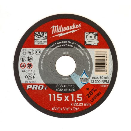 Milwaukee SCS 41 / 115 Pro+ vékony fémvágó tárcsa 115x22,2mm