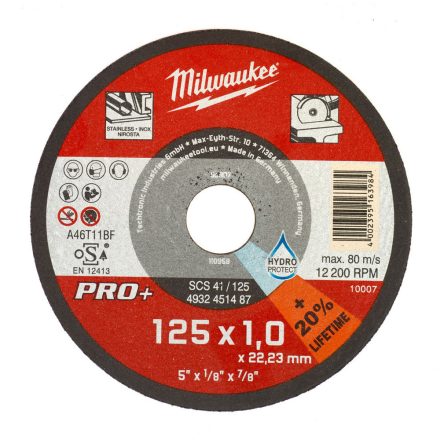 Milwaukee SCS 41 / 125 Pro+ vékony fémvágó tárcsa 125x22,2mm