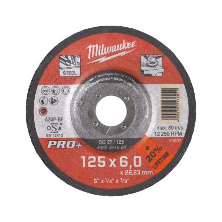 Milwaukee SG 27 / 125 Pro+ csiszolókorong fémhez 125x22,2mm