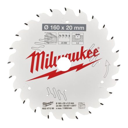Milwaukee körfurészlap kézi körfurészhez 24 fogú 160x20mm