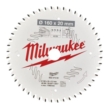Milwaukee körfurészlap kézi körfurészhez 48 fogú 160x20mm