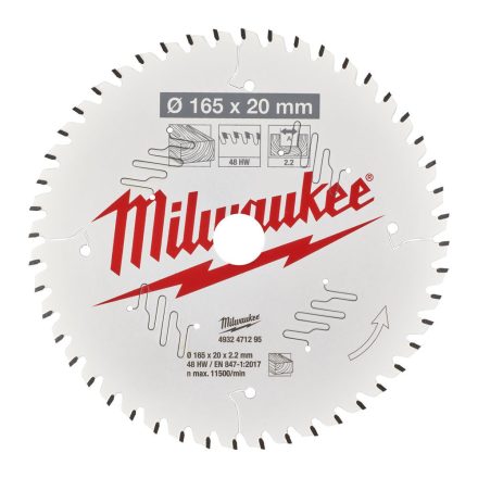 Milwaukee körfurészlap kézi körfurészhez 48 fogú 165x20mm