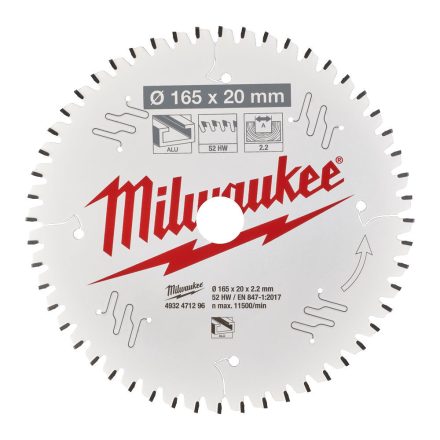 Milwaukee körfurészlap kézi körfurészhez 52 fogú 165x20mm