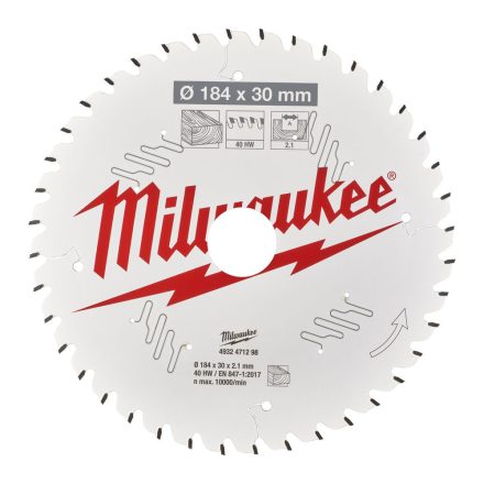 Milwaukee körfurészlap kézi körfurészhez 40 fogú 184x30mm
