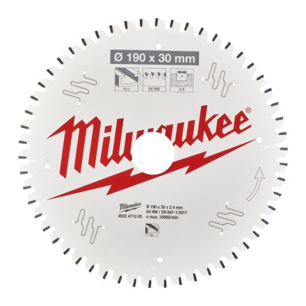 Milwaukee körfurészlap kézi körfurészhez 54 fogú 190x30mm