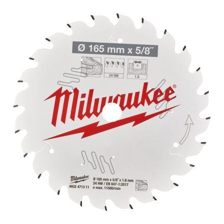 Milwaukee körfurészlap kézi körfurészhez 24 fogú 165x5/8"