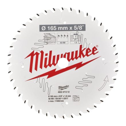Milwaukee körfurészlap kézi körfurészhez 40 fogú 165x5/8"
