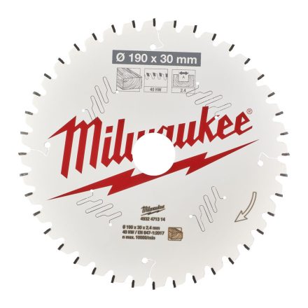 Milwaukee körfurészlap gérvágókhoz 40 fogú 190x30mm