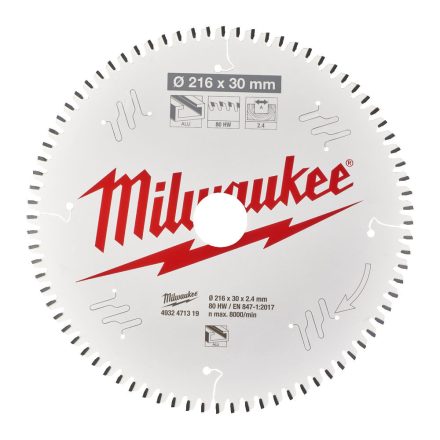 Milwaukee körfurészlap gérvágókhoz 80 fogú 216x30mm