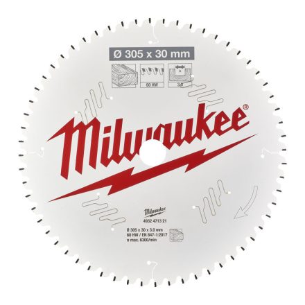 Milwaukee körfurészlap gérvágókhoz 60 fogú 305x30mm