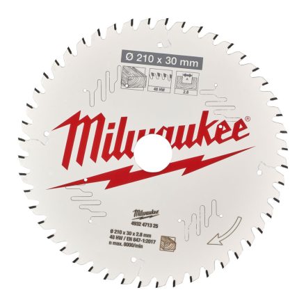 Milwaukee körfurészlap kézi körfurészhez 48 fogú 210x30mm