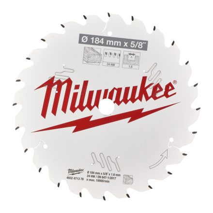 Milwaukee körfűrészlap kézi körfűrészhez 24 fogú 184x5/8"