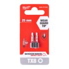 Milwaukee SHOCKWAVE Torx csavarozó bit TX8x25mm 2db