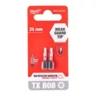 Milwaukee SHOCKWAVE furatos Torx csavarozó bit TX BO8x25mm 2db