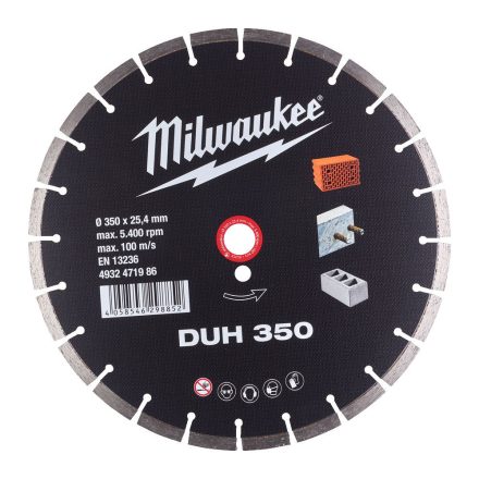 Milwaukee DUH 350 gyémánt vágótárcsa 350x25,4mm