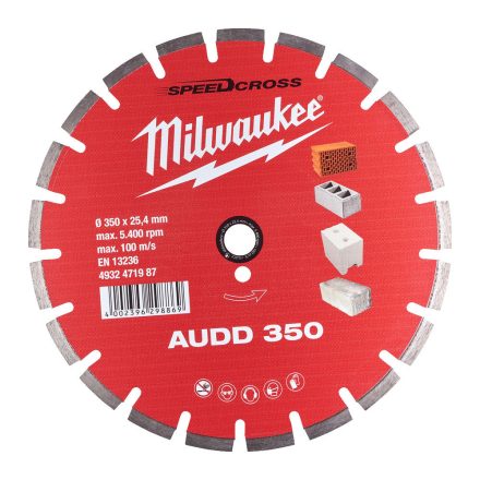Milwaukee SPEEDCROSS AUDD 350 gyémánt vágótárcsa 350x25,4mm