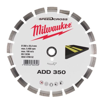 Milwaukee ADD 350 gyémánt vágótárcsa 350mm