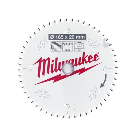 Milwaukee körfurészlap alumíniumhoz 52 fogú 165x20x1,6mm