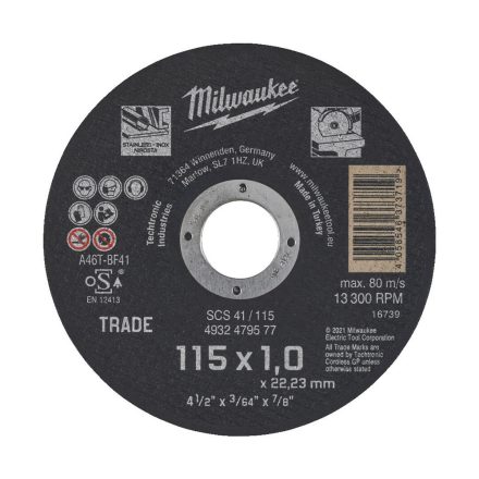 Milwaukee ECO SCS41 vágókorong fémhez 115x1,0mm