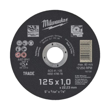 Milwaukee ECO SCS41 vágókorong fémhez 125x1,0mm