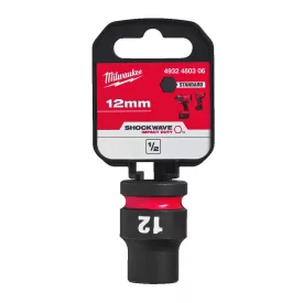   Milwaukee SHOCKWAVE gépi hatlapú dugókulcsbetét, rövid 1/2” 12x38mm