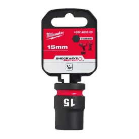   Milwaukee SHOCKWAVE gépi hatlapú dugókulcsbetét, rövid 1/2” 15x38mm