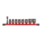 Milwaukee 9 részes 3/8" gépi rövid dugókulcs készlet 6 lapú