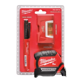 Milwaukee mérőszalag, vízmérték és filctoll készlet