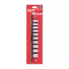 Milwaukee 10 részes 3/8" króm rövid dugókulcs készlet metrikus méret