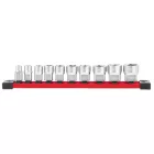 Milwaukee 10 részes 3/8" króm rövid dugókulcs készlet