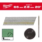 Milwaukee kerekfejű fényes szerekezetépítő szeg 20° 2,8x65mm SC1 2000 db/csomag