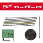 Milwaukee kerekfejű fényes szerekezetépítő szeg 20° 2,8x75mm SC1 2000 db/csomag