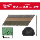 Milwaukee D-fejű fényes szerekezetépítő szeg 34° 80mm SC1 2200 db/csomag