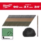 Milwaukee D-fejű fényes szerekezetépítő szeg 34° 90mm SC1 2200 db/csomag