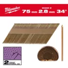 Milwaukee D-fejű galvanizált szerekezetépítő szeg 34° 75mm SC2 2200 db/csomag