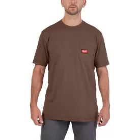 Milwaukee WTSSBR zsebes rövid ujjú barna póló - XL